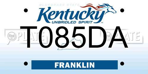 T085DA Kentucky License Plate