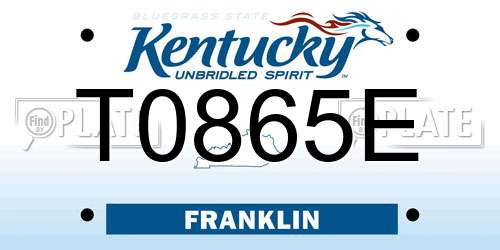 T0865E Kentucky License Plate