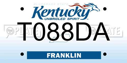 T088DA Kentucky License Plate