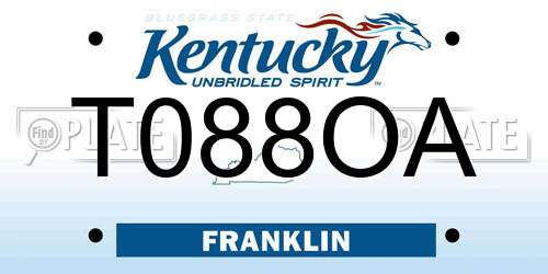 T088OA Kentucky License Plate