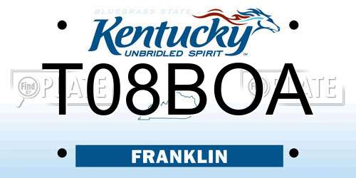 T08BOA Kentucky License Plate