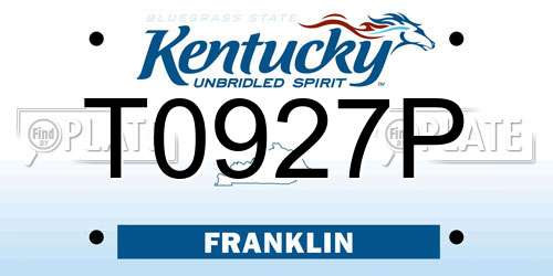T0927P Kentucky License Plate