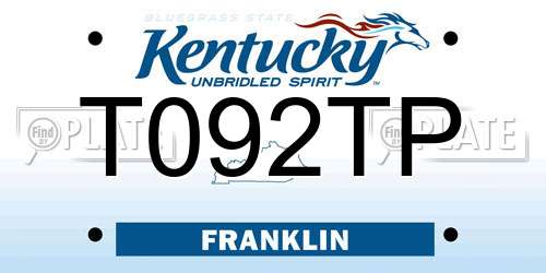 T092TP Kentucky License Plate