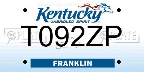 T092ZP Kentucky License Plate