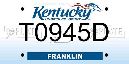 T0945D Kentucky License Plate