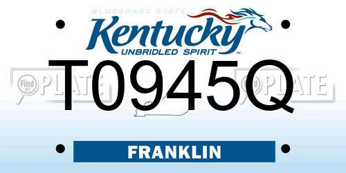 T0945Q Kentucky License Plate