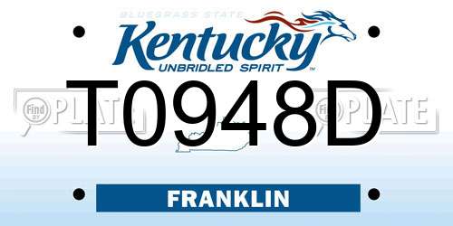 T0948D Kentucky License Plate