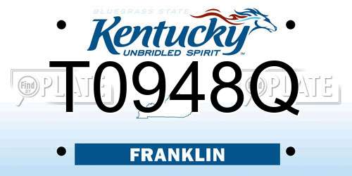 T0948Q Kentucky License Plate
