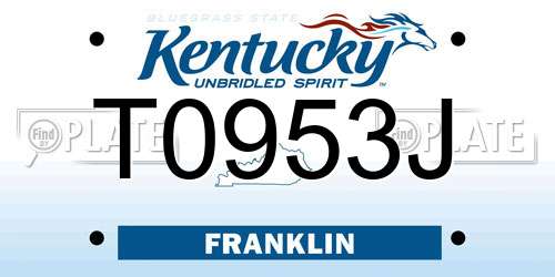 T0953J Kentucky License Plate