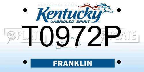 T0972P Kentucky License Plate