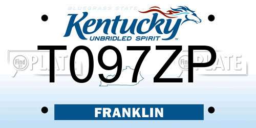 T097ZP Kentucky License Plate