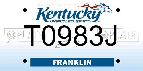 T0983J Kentucky License Plate