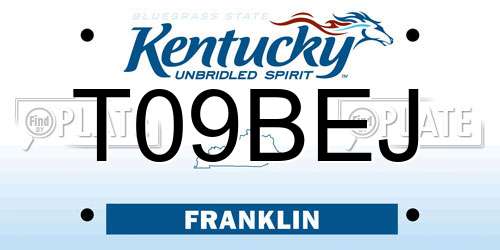 T09BEJ Kentucky License Plate
