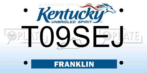T09SEJ Kentucky License Plate