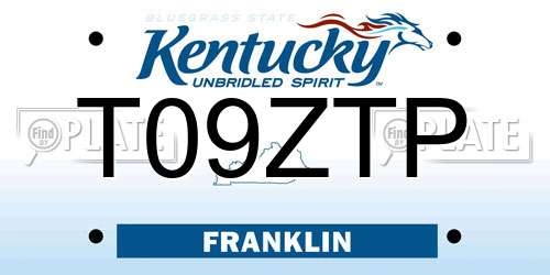 T09ZTP Kentucky License Plate