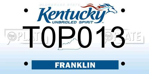 T0P013 Kentucky License Plate