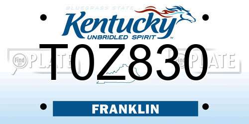 T0Z830 Kentucky License Plate