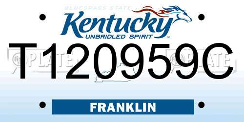 T120959C Kentucky License Plate