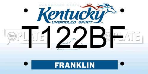 T122BF Kentucky License Plate