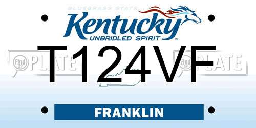 T124VF Kentucky License Plate