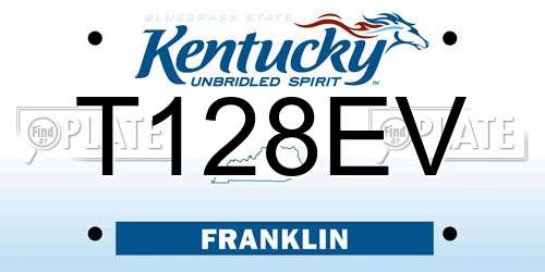 T128EV Kentucky License Plate
