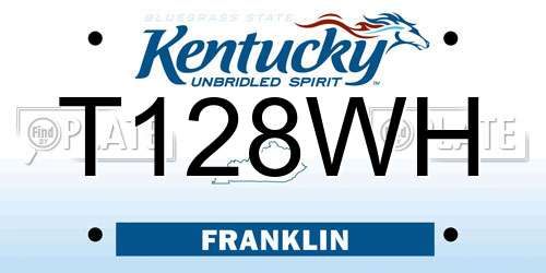 T128WH Kentucky License Plate