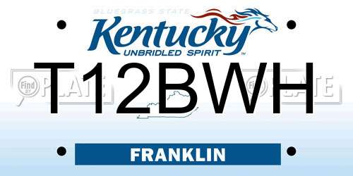 T12BWH Kentucky License Plate