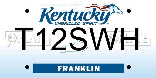 T12SWH Kentucky License Plate