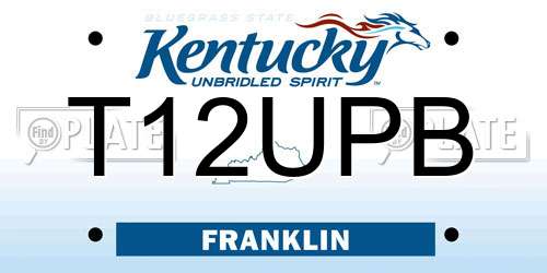 T12UPB Kentucky License Plate