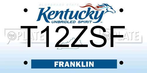 T12ZSF Kentucky License Plate