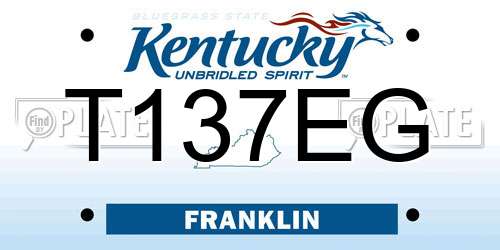 T137EG Kentucky License Plate