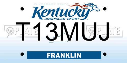 T13MUJ Kentucky License Plate