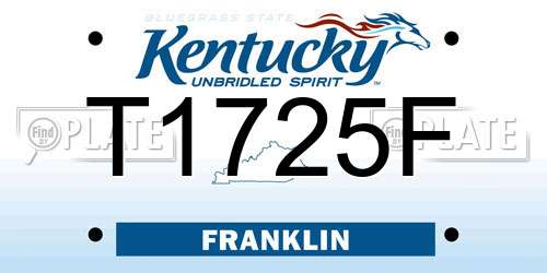 T1725F Kentucky License Plate