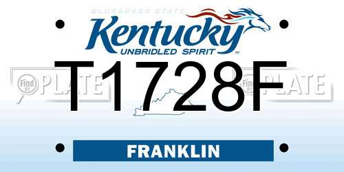 T1728F Kentucky License Plate