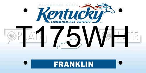 T175WH Kentucky License Plate