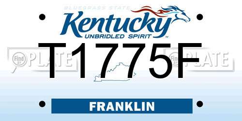 T1775F Kentucky License Plate