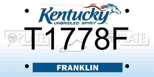 T1778F Kentucky License Plate