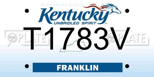 T1783V Kentucky License Plate