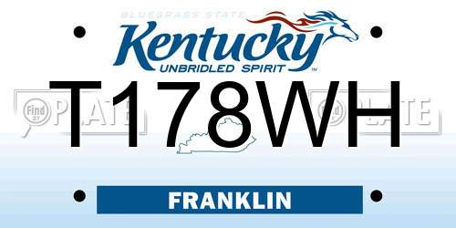T178WH Kentucky License Plate