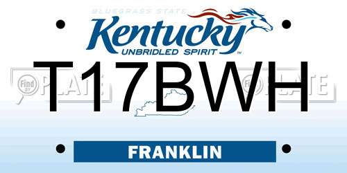 T17BWH Kentucky License Plate