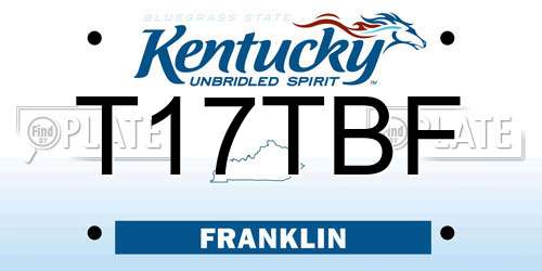 T17TBF Kentucky License Plate