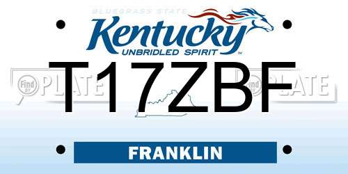 T17ZBF Kentucky License Plate