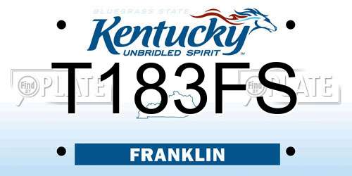 T183FS Kentucky License Plate