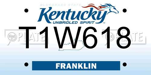 T1W618 Kentucky License Plate