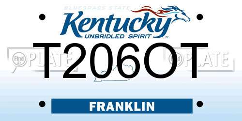 T206OT Kentucky License Plate