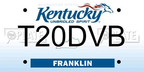 T20DVB Kentucky License Plate