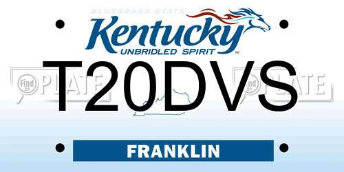 T20DVS Kentucky License Plate