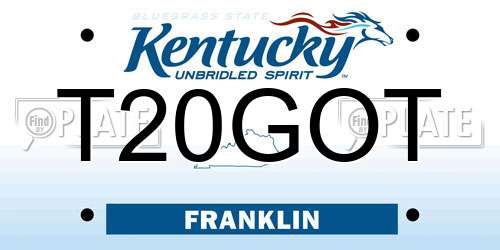 T20GOT Kentucky License Plate