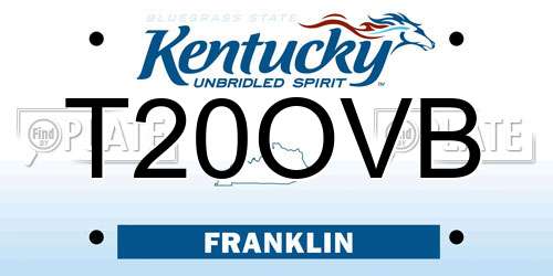 T20OVB Kentucky License Plate