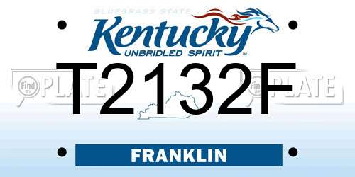 T2132F Kentucky License Plate